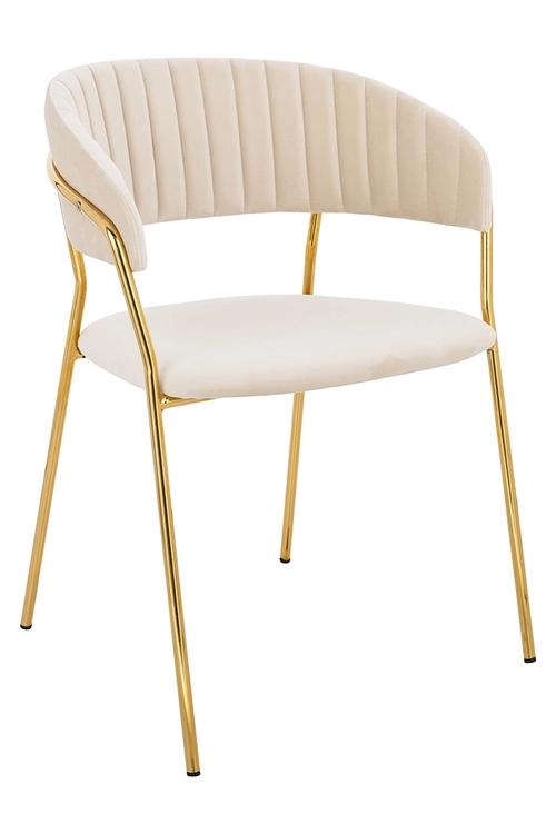 MARGO beige chair - velor, gold base