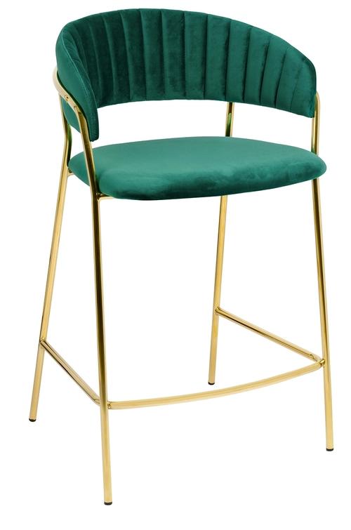 MARGO 65 dark green bar chair - velor, gold base