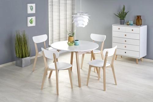 RUBEN table top - white, legs - honey oak (102-142x102x75 cm) (2p=1pc)