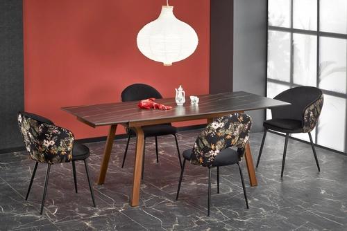LOZANO extendable table, black marble / walnut