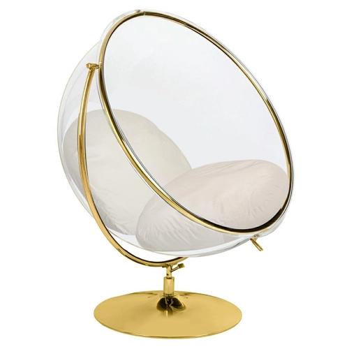 BUBBLE STAND 2 GOLD VELVET armchair with beige cushion