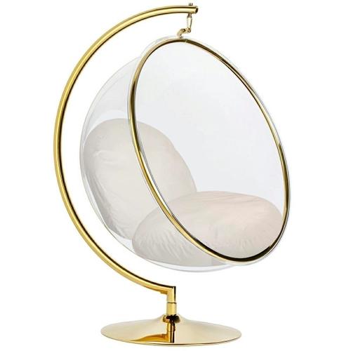 BUBBLE STAND GOLD VELVET armchair with beige cushion